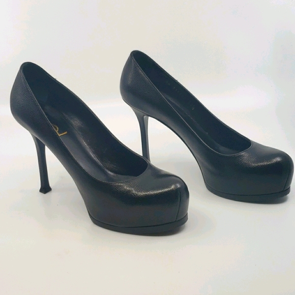 YSL Tribute Tribtoo Black leather platform pumps - Picture 4 of 12